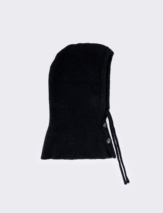 Balaclava in maglia con bottoni - Nero