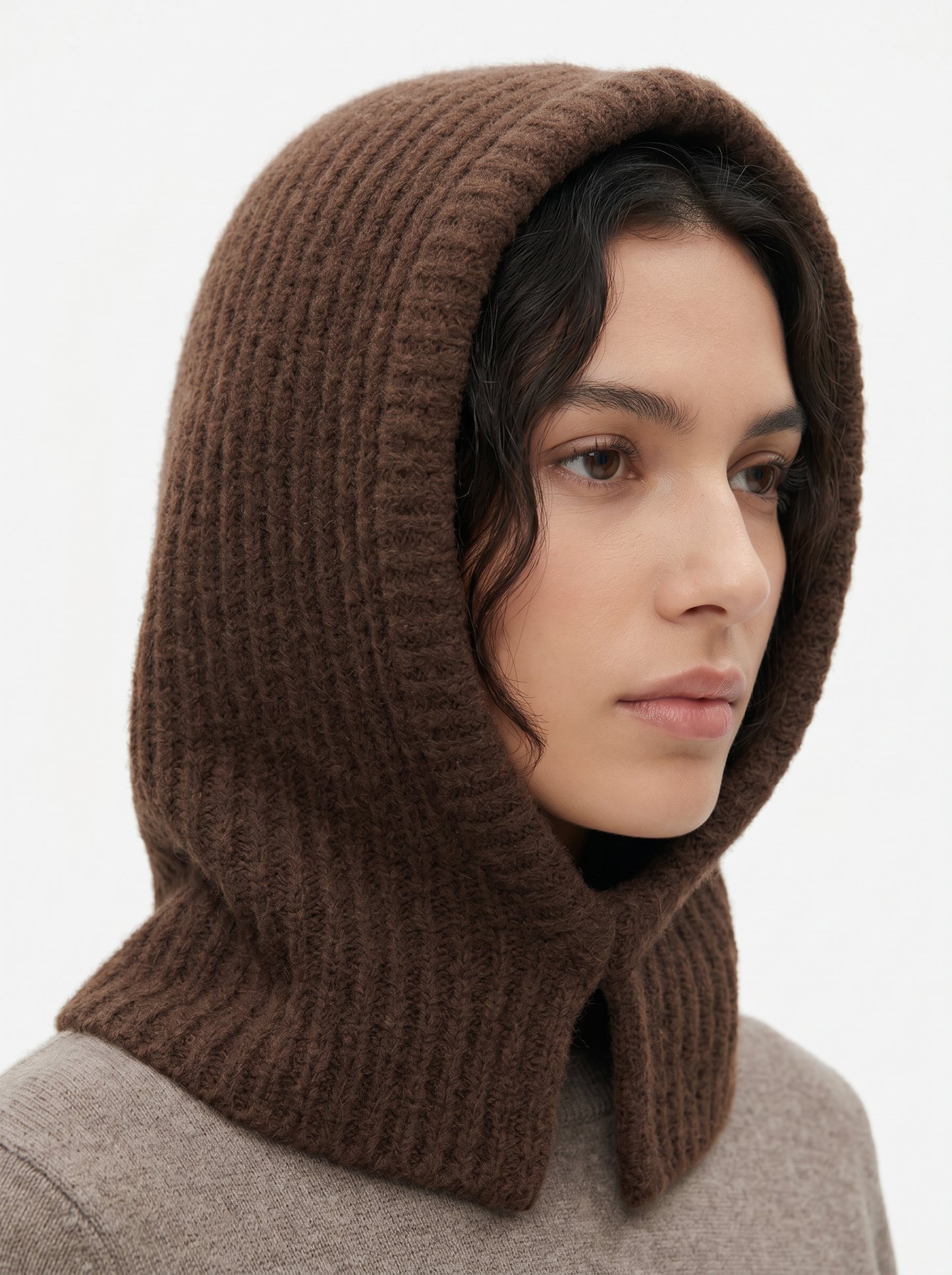 Elegant Balaclava Hood - Brown