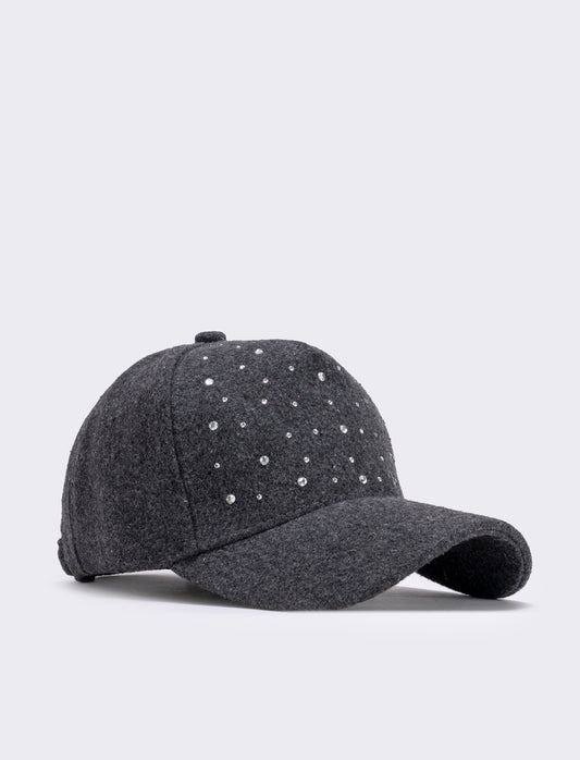Baseball con strass in panno - Grigio