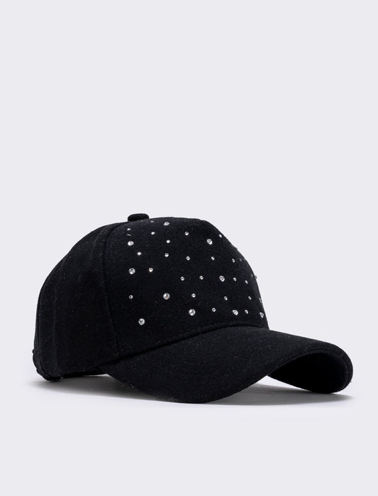 Baseball con strass in panno - Nero