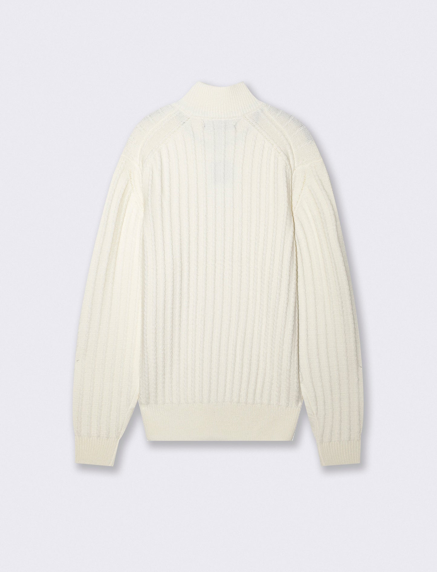 Maglia Cardigan Jacquard con Cerniera - Beige ecru