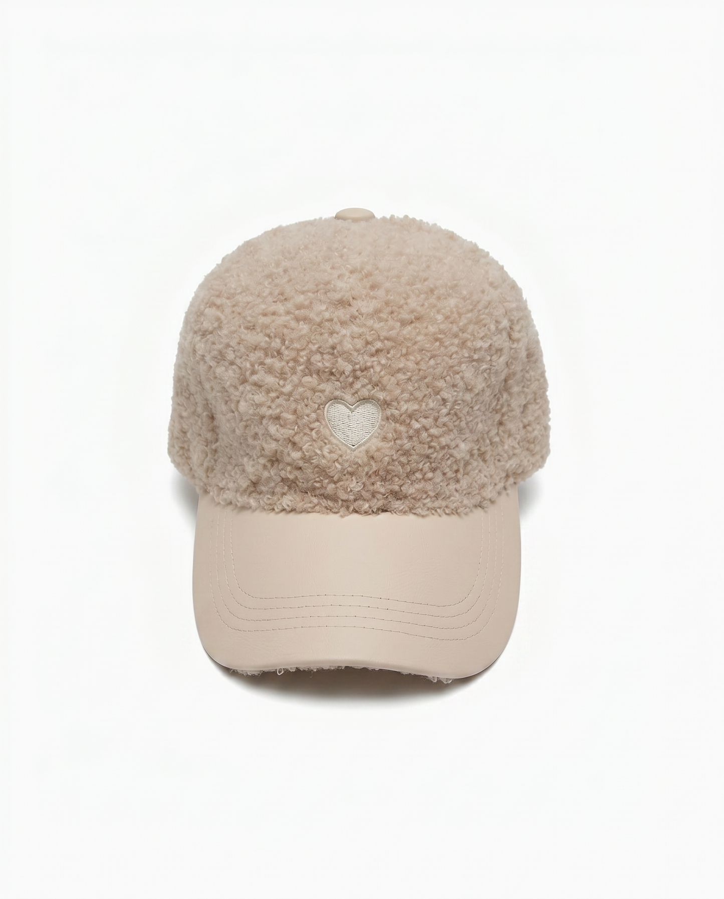 Baseball effect leather with fake visor - White