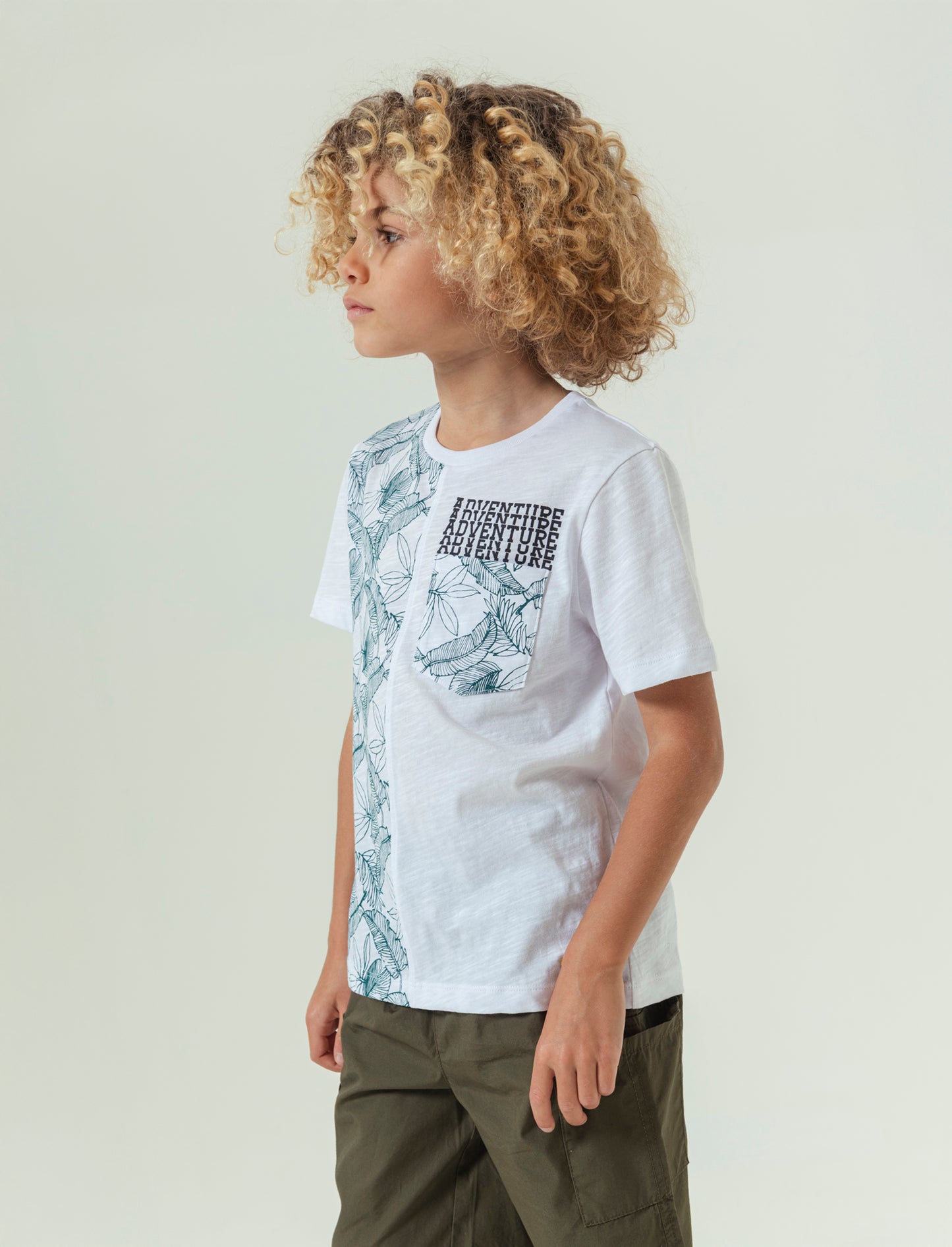 T-shirt stampa jungle da bambino - Bianco
