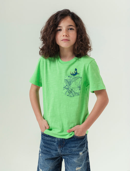 T-shirt con stampa geco da bambino - Verde mela