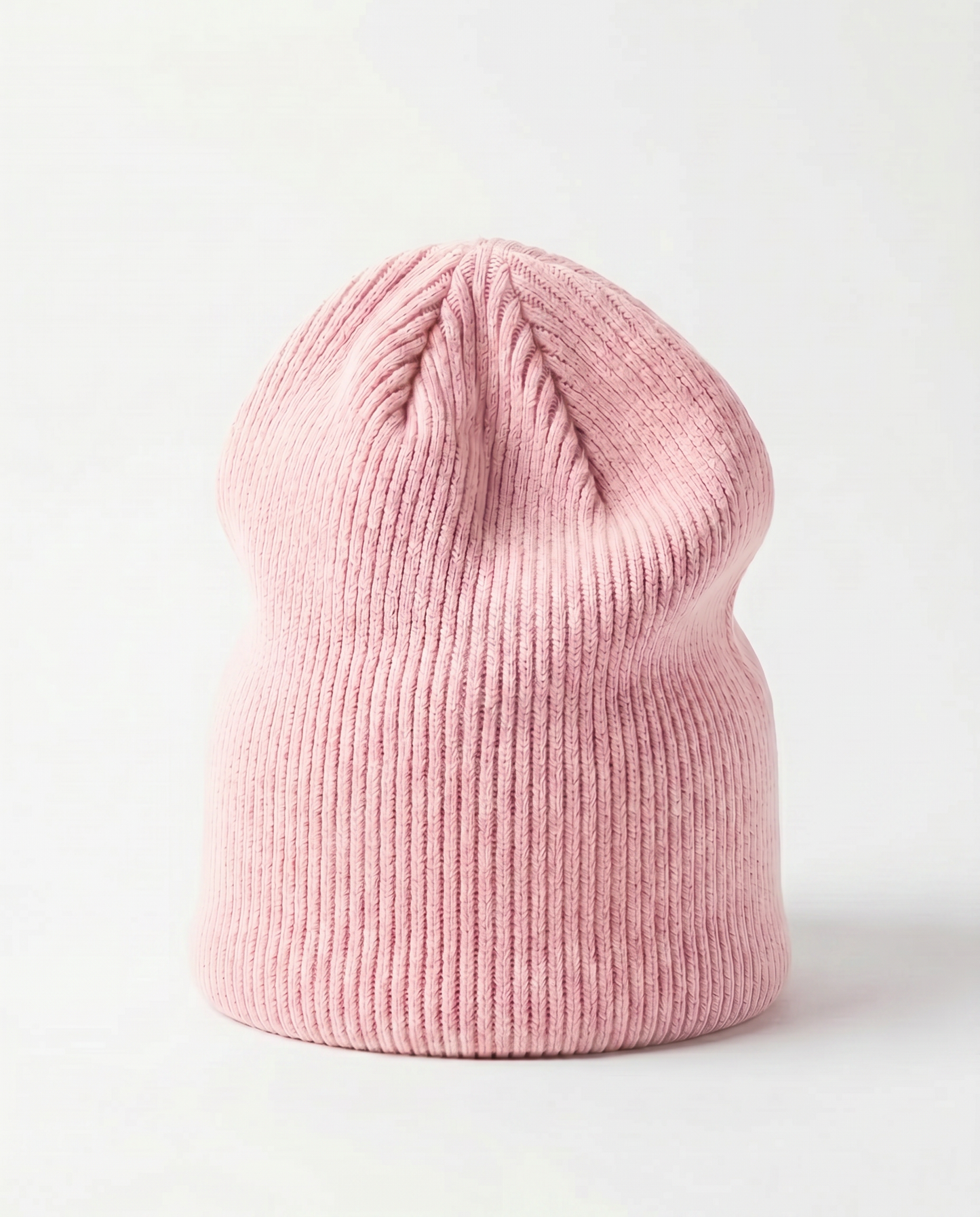 Cappello cuffia in maglia a costine basic - Rosa