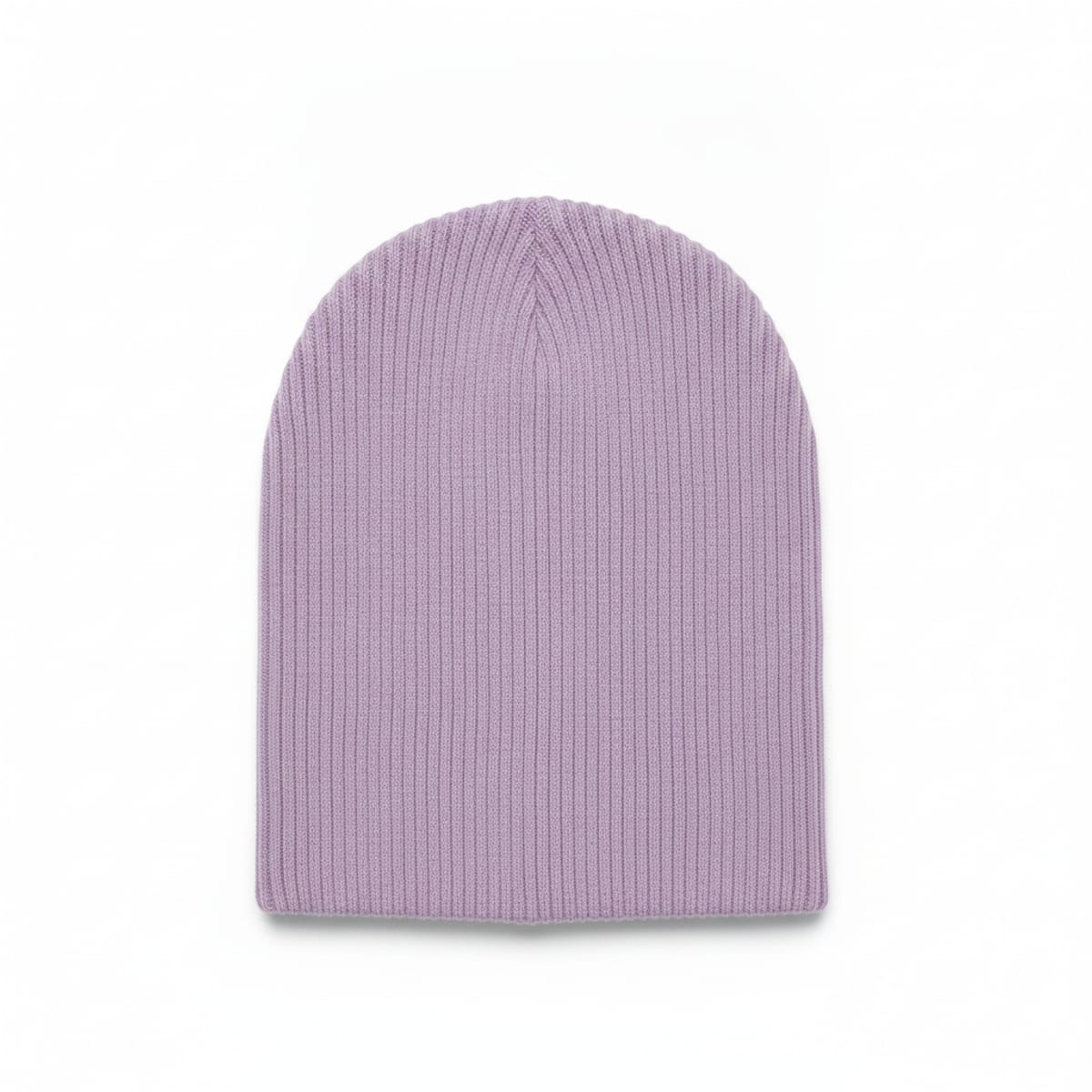 Cappello cuffia in maglia a costine basic - Lilla