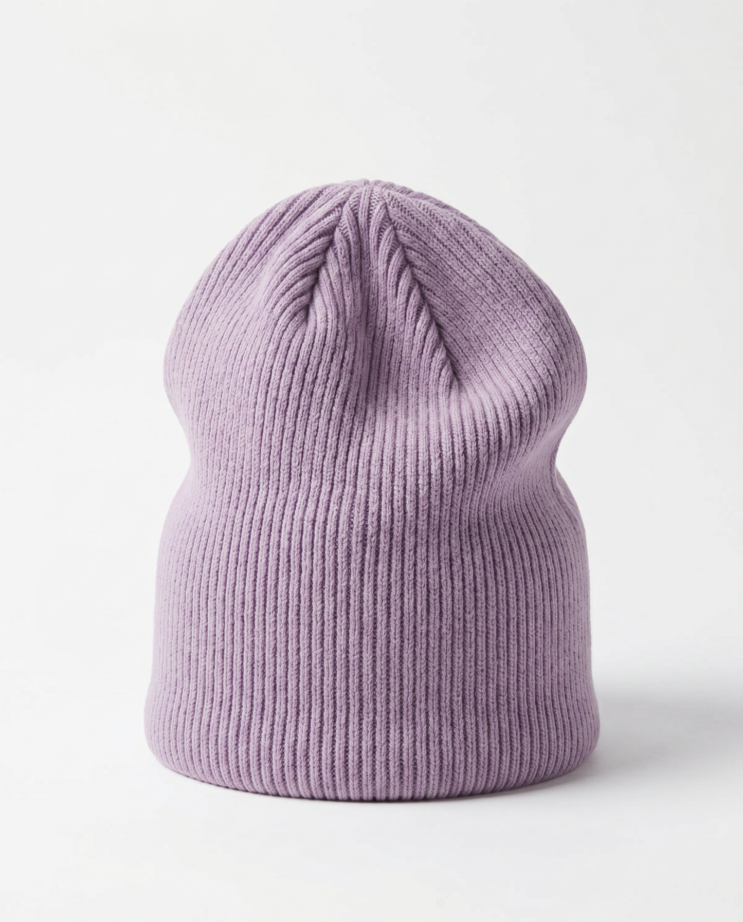 Cappello cuffia in maglia a costine basic - Lilla
