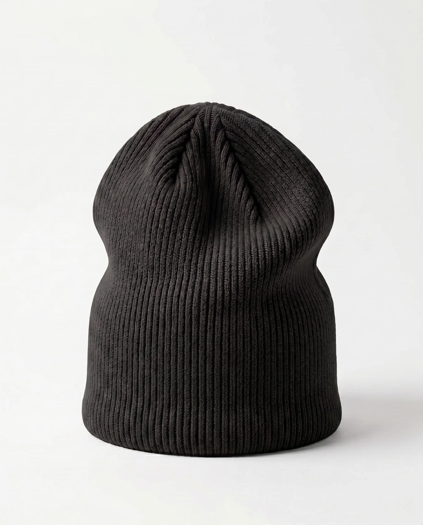 Cappello cuffia in maglia a costine basic - Nero