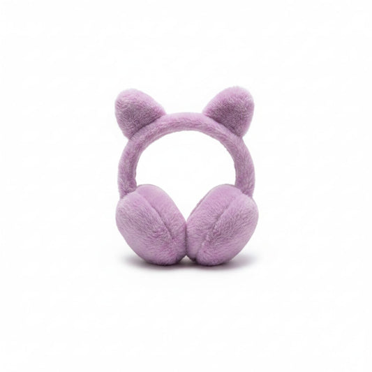 Faux fur earmuffs with ears - Purple