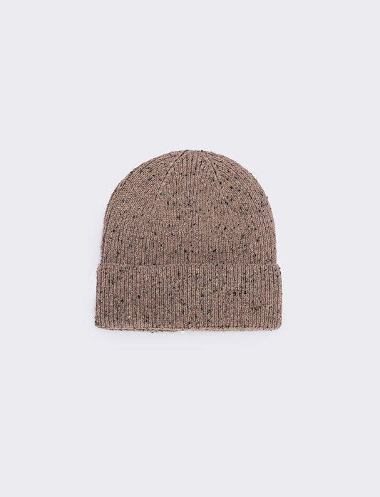 Cappello in maglia con risvolto elegante - Beige