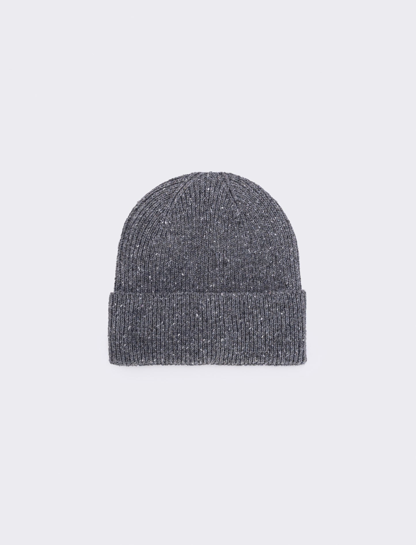 Elegant Cuffed Knit Hat - Grey