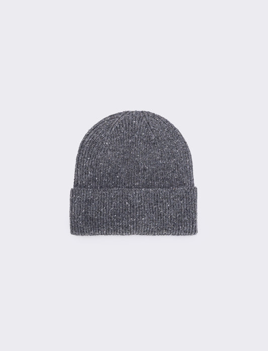 Cappello in maglia con risvolto elegante - Grigio