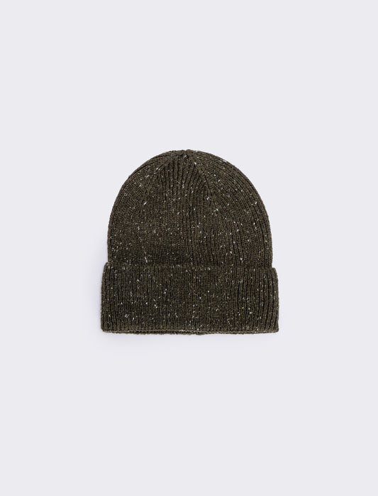 Cappello in maglia con risvolto elegante - Verde