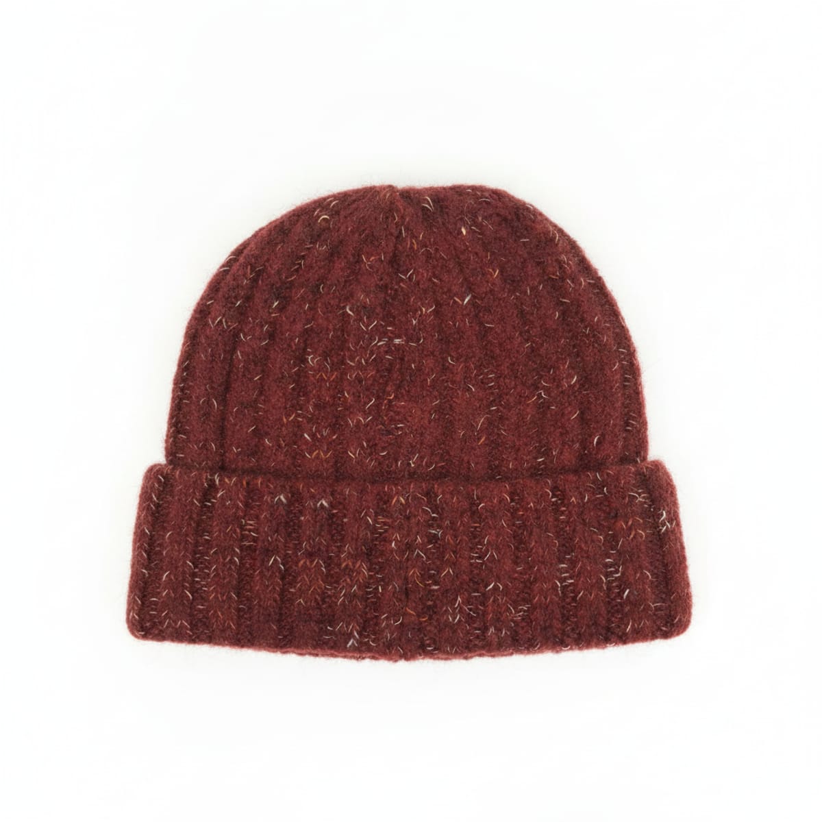 Cappello maglia doppia a coste con risvolto - Rosso