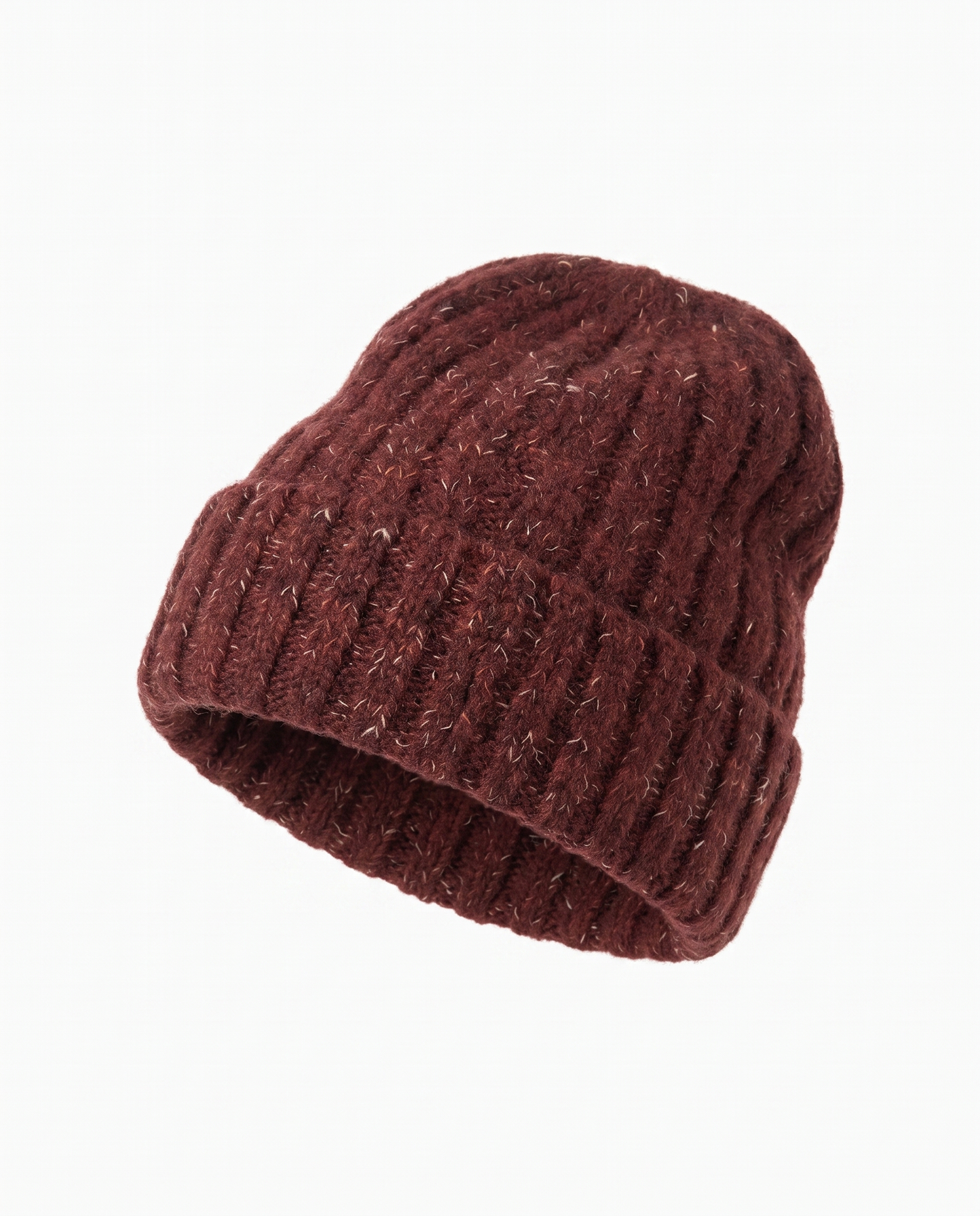 Cappello maglia doppia a coste con risvolto - Rosso