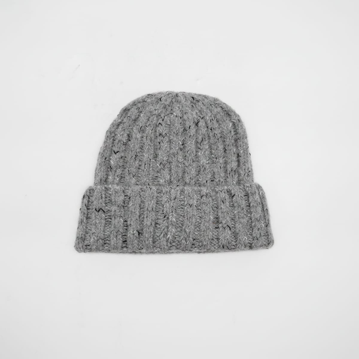 Cappello maglia doppia a coste con risvolto - Grigio