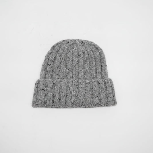 Double ribbed knit hat with cuff - Grey