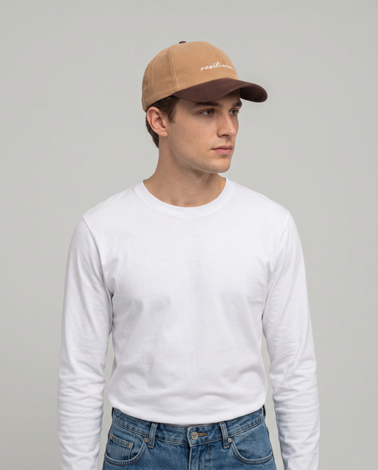 Visiera Baseball a Contrasto con Ricamo - Cammello