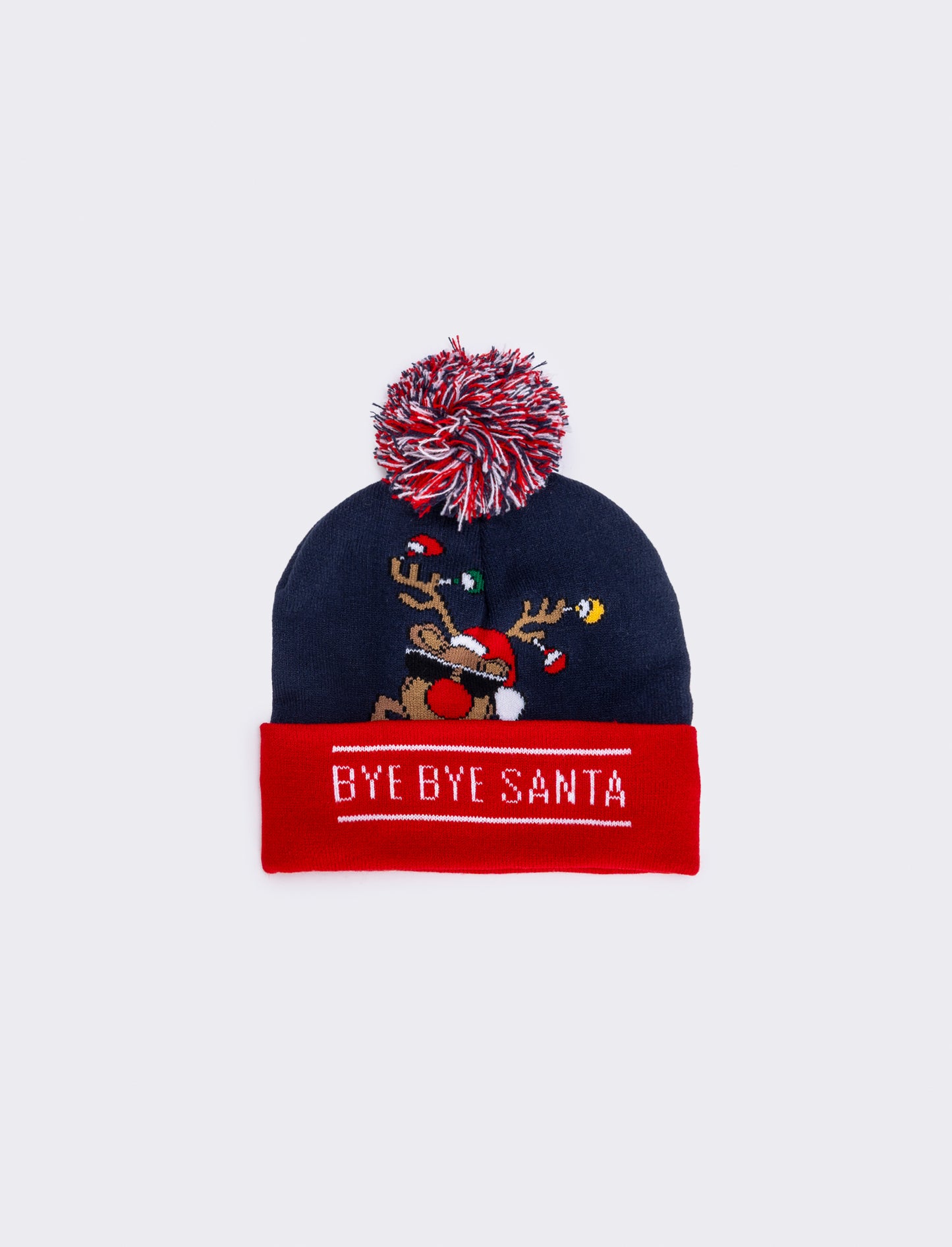 Cappello natalizio con pon pon festoso - Rosso