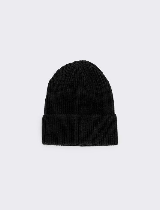 Men's Knit Beanie with Cuff - Black