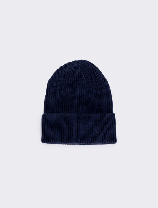 Men's Knit Beanie with Cuff - Blue