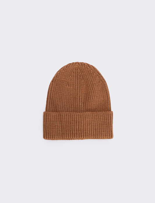 Men's Knit Beanie with Cuff - BROWN