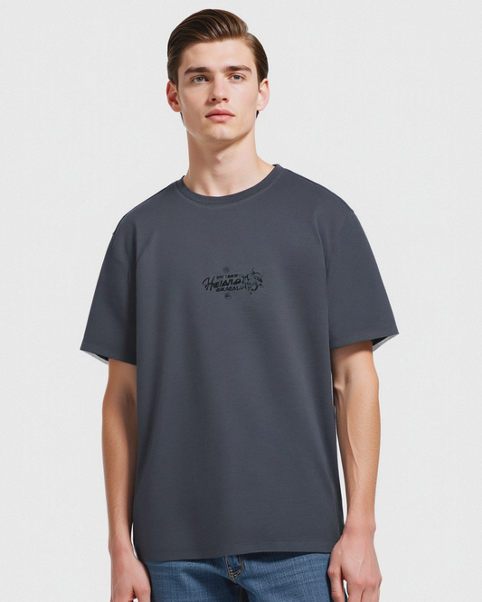 Cotton T-shirt with contrast print - Blue