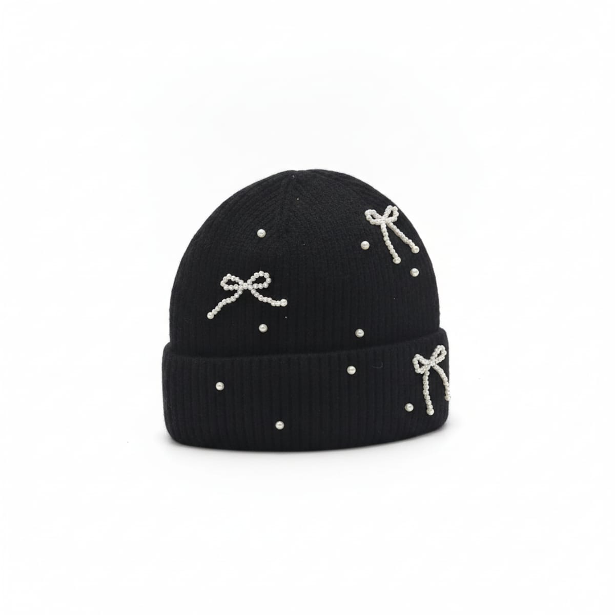 Cappello con Fiocchetti e Perline - Nero