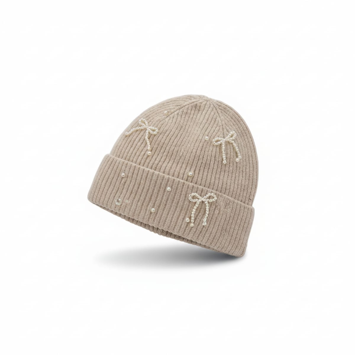 Cappello con Fiocchetti e Perline - Beige