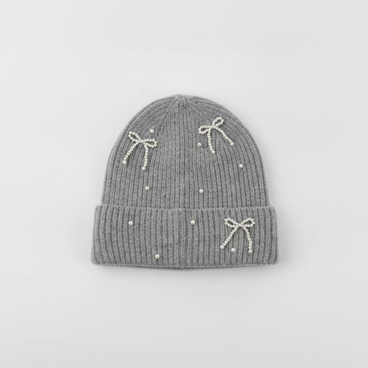 Cappello con Fiocchetti e Perline - Grigio