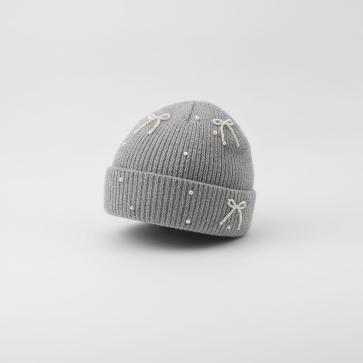 Cappello con Fiocchetti e Perline - Grigio