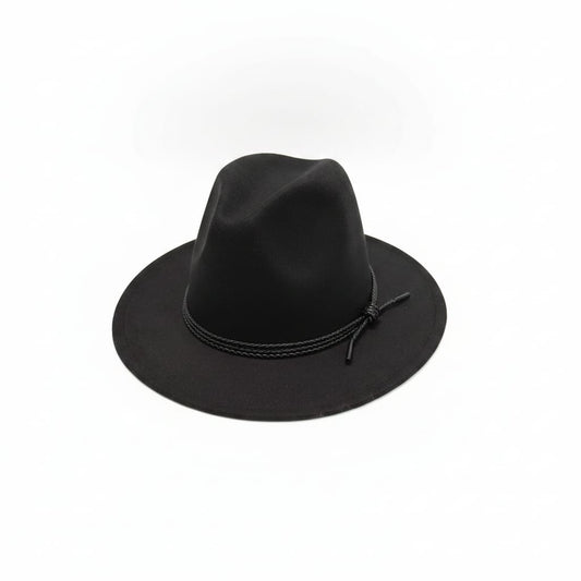 Wide-brimmed hat with braid - Black
