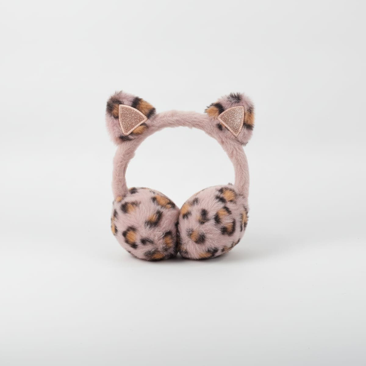 Paraorecchie peluche con orecchie glitter - Rosa