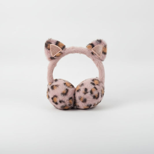 Faux fur earmuffs with glitter ears - Pink