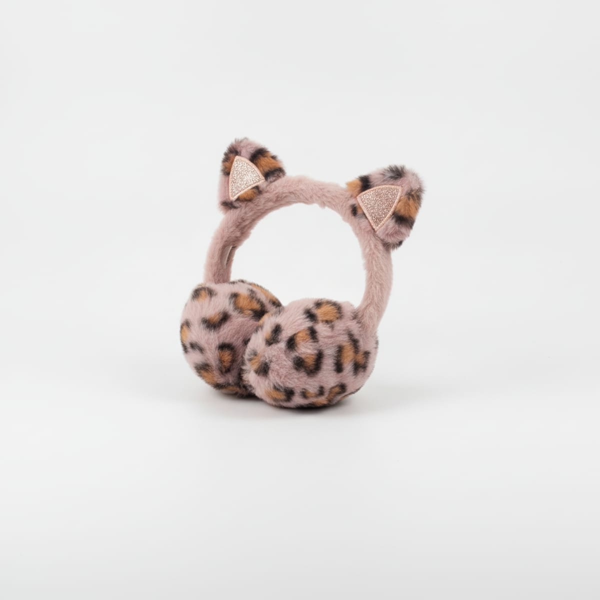 Paraorecchie peluche con orecchie glitter - Rosa