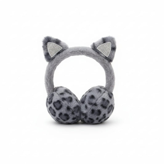 Faux fur earmuffs with glitter ears - Blue
