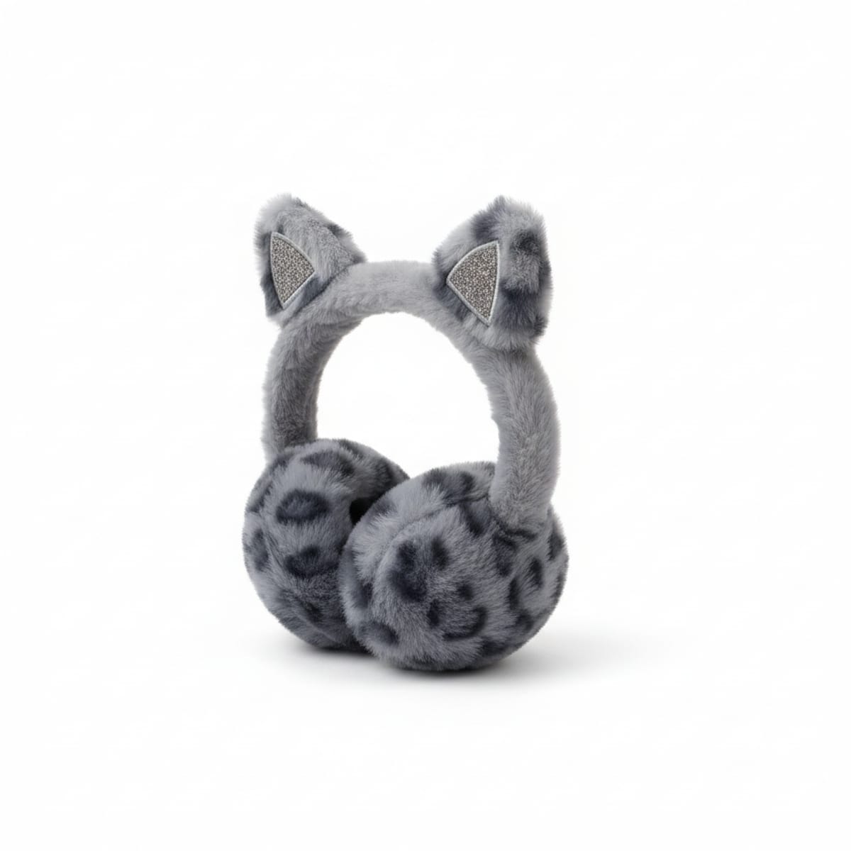Faux fur earmuffs with glitter ears - Blue