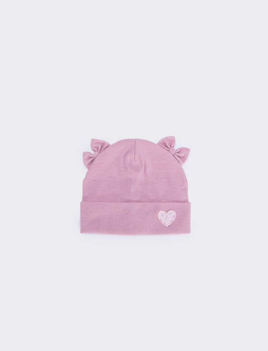 Cappello cuffia leggero con fiocchetti - Rosa