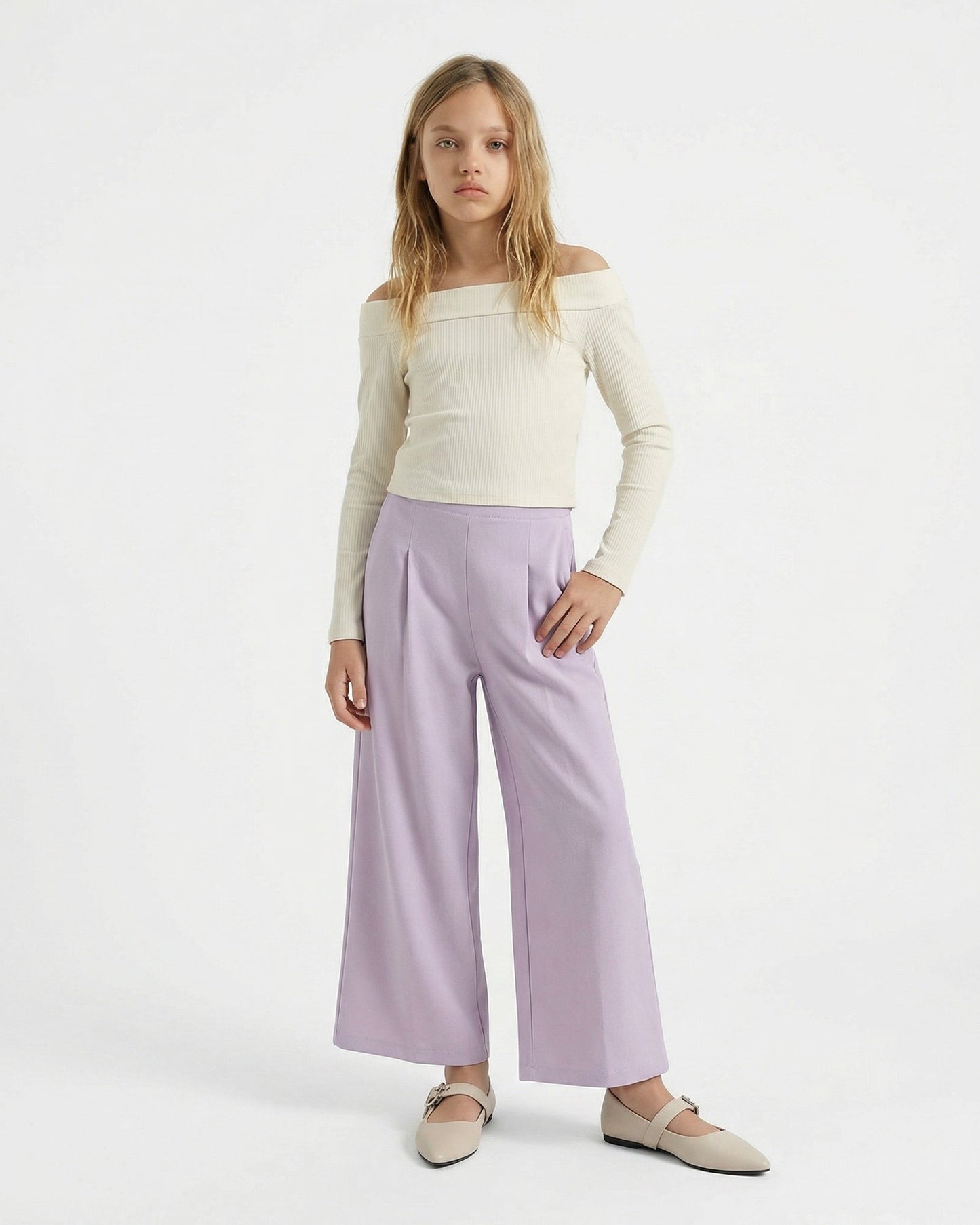Wide-leg trousers for elegant girls - Purple