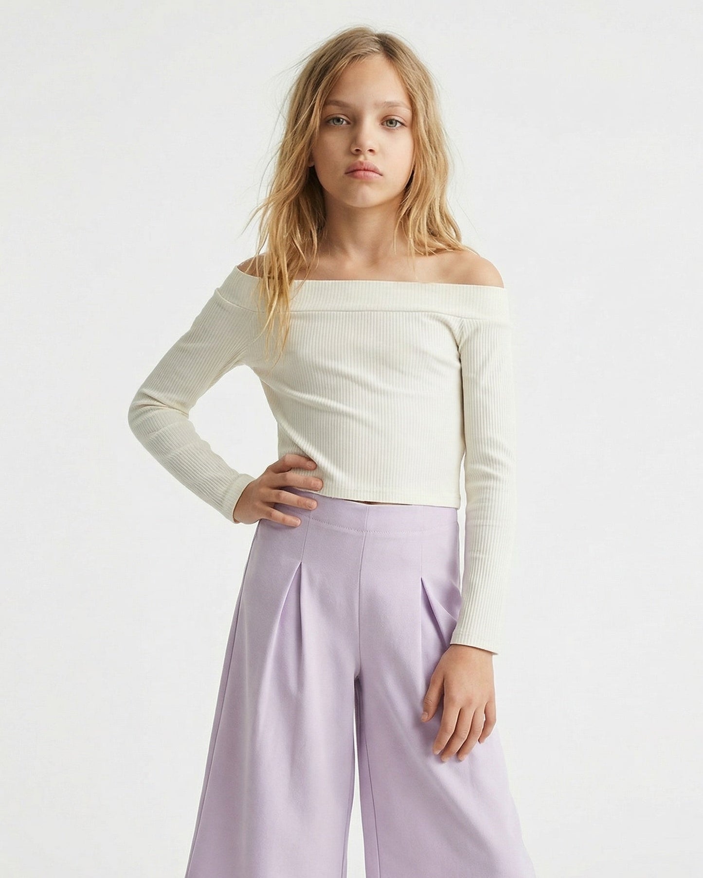 Wide-leg trousers for elegant girls - Purple