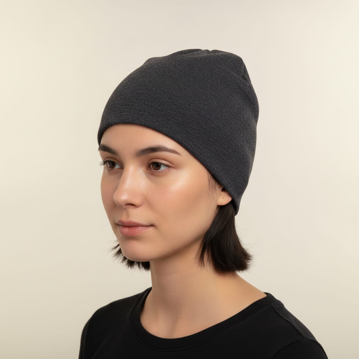 Cuffia melange basic per bambini - Nero