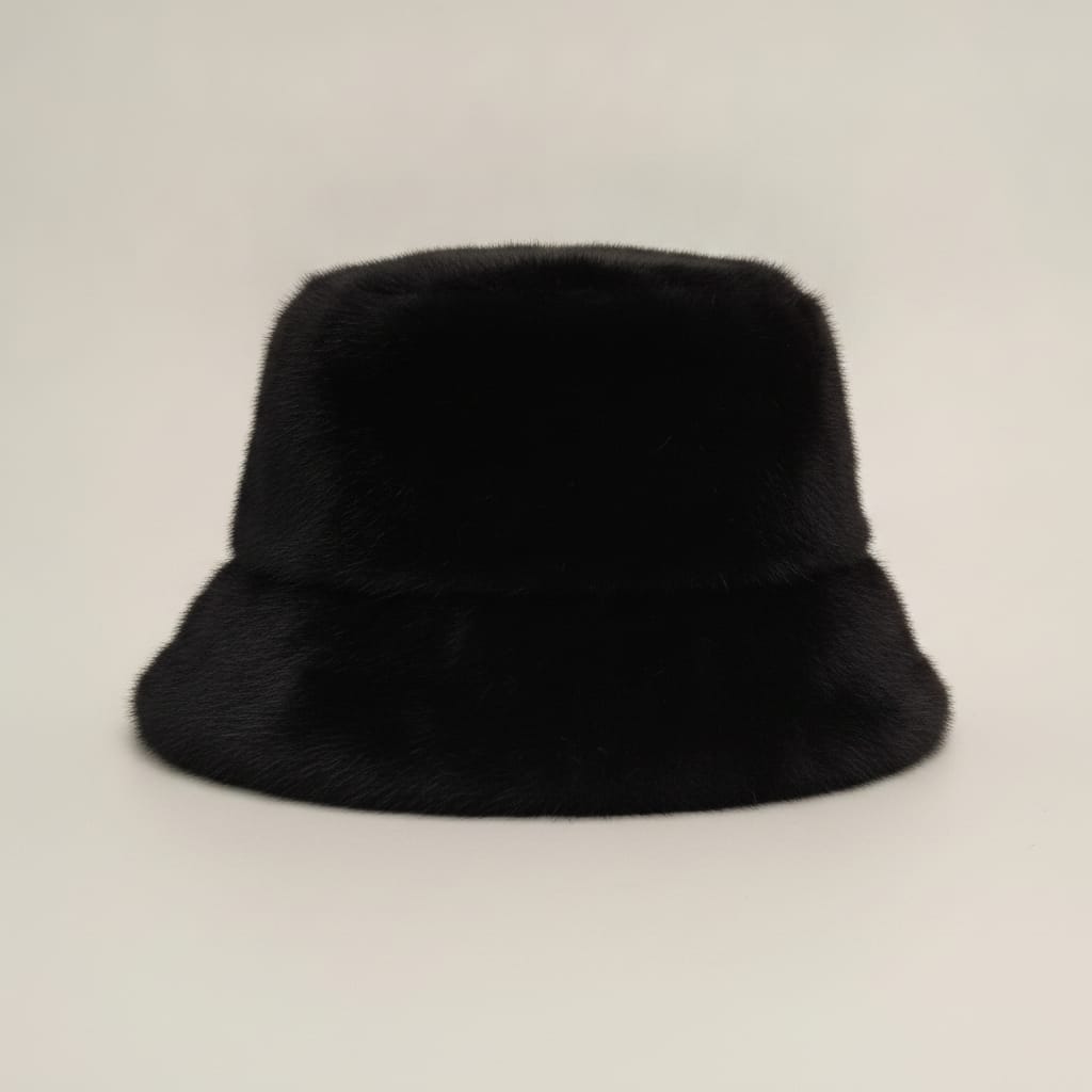 Cappello pescatore reversibile in pelliccia - Nero