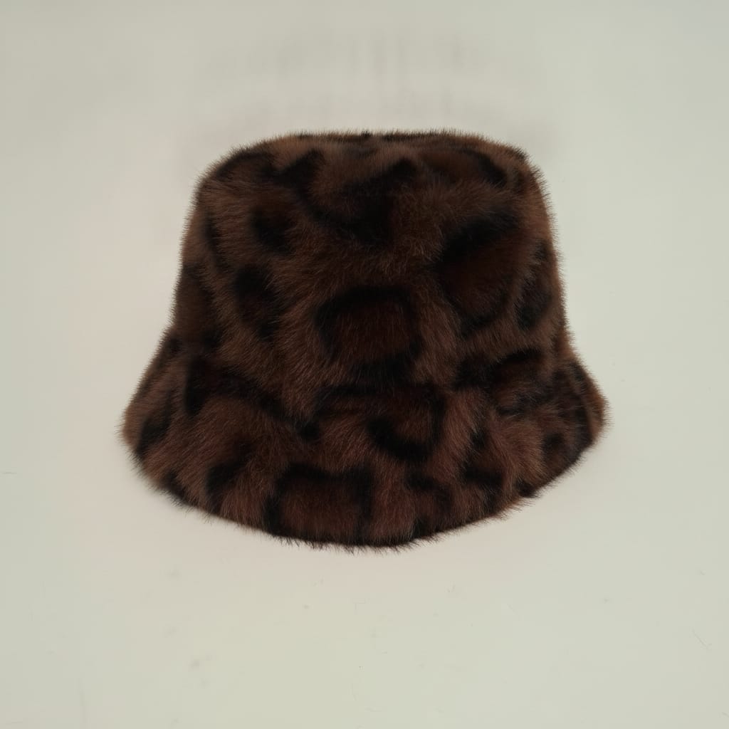Cappello pescatore reversibile in pelliccia - Leopardato