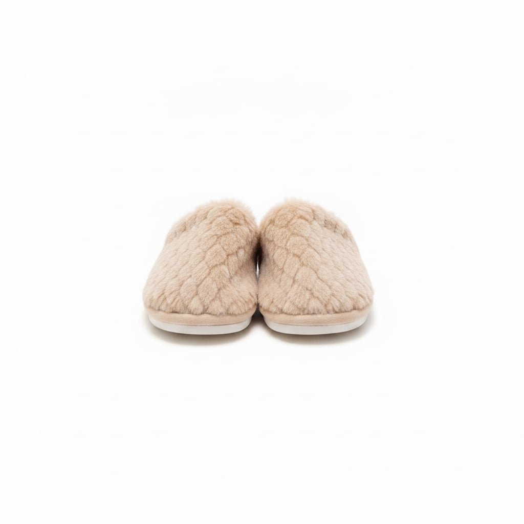 Pantofola effetto furry lavorato - Beige
