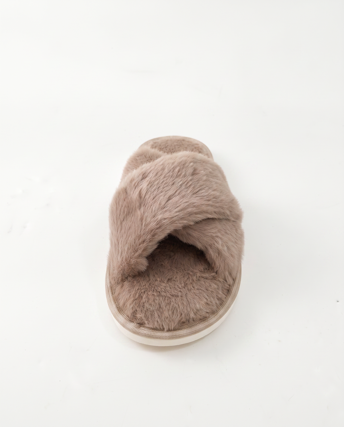 Pantofola aperta effetto furry grigio tortora - Grigio tortora