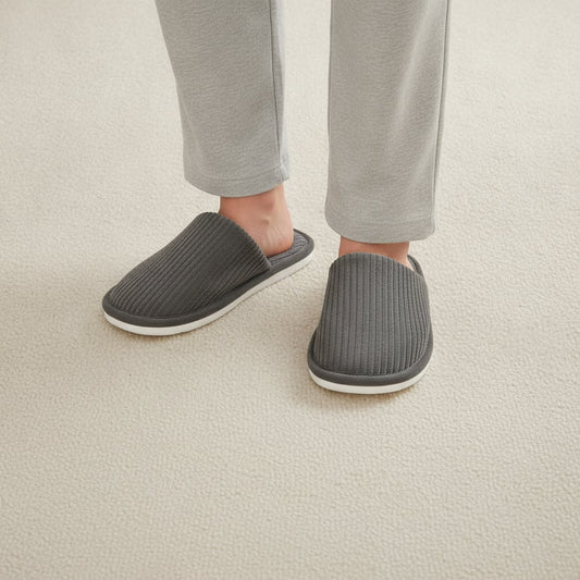Pantofola da uomo in tessuto colorato - Grigio