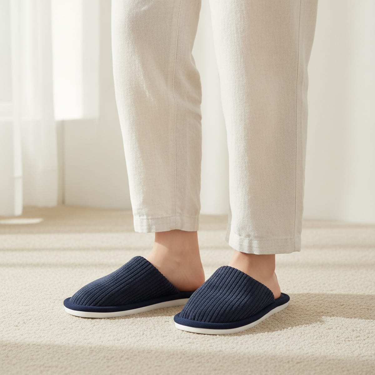 Men's colorful fabric slippers - Blue