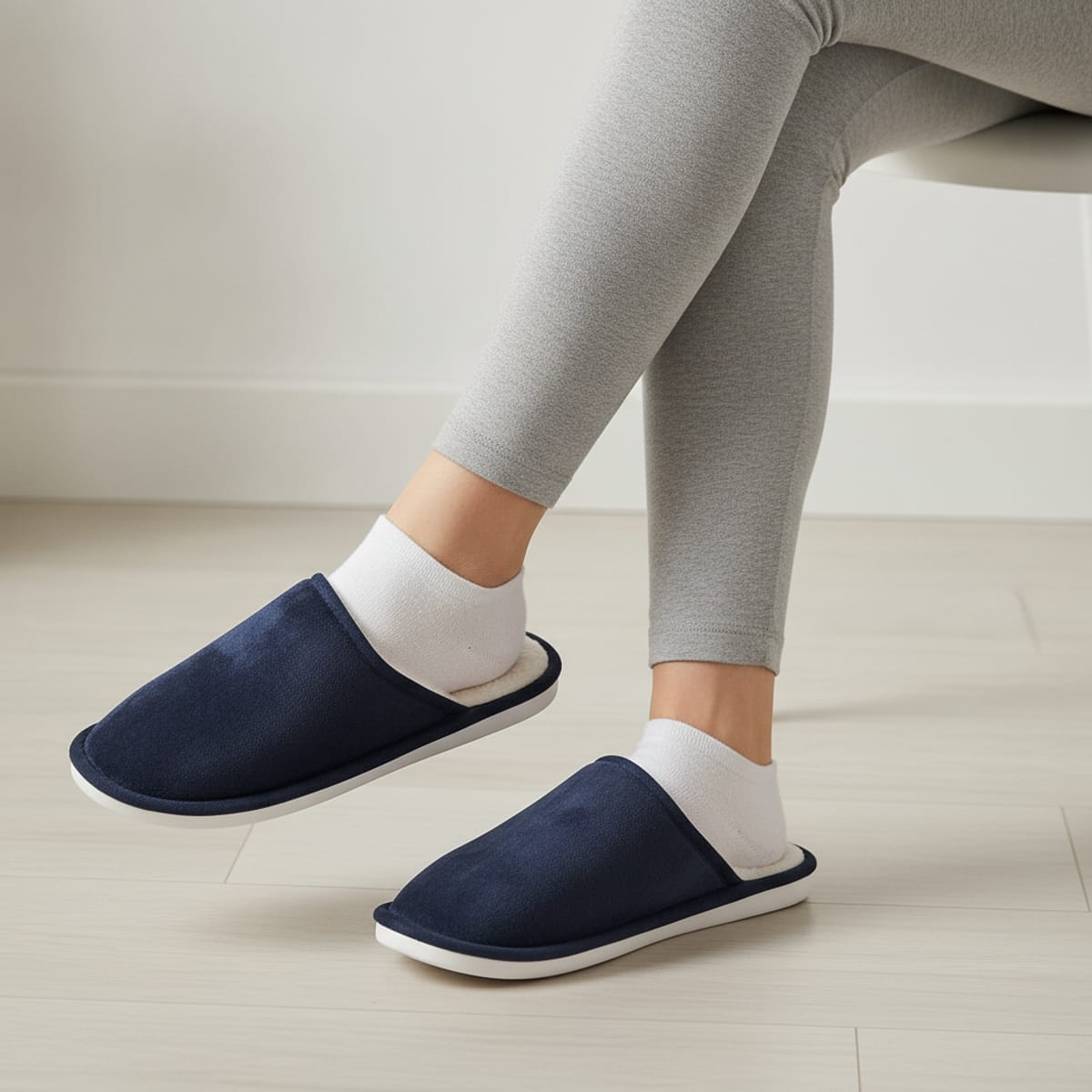 Pantofola invernale da uomo in tessuto caldo - Blu