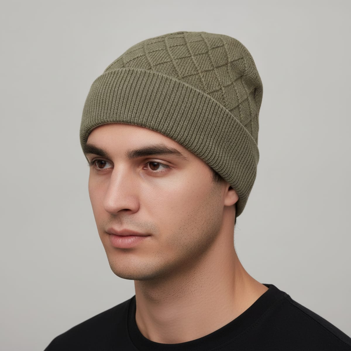 Cappello delavè stampa intreccio uomo - Verde