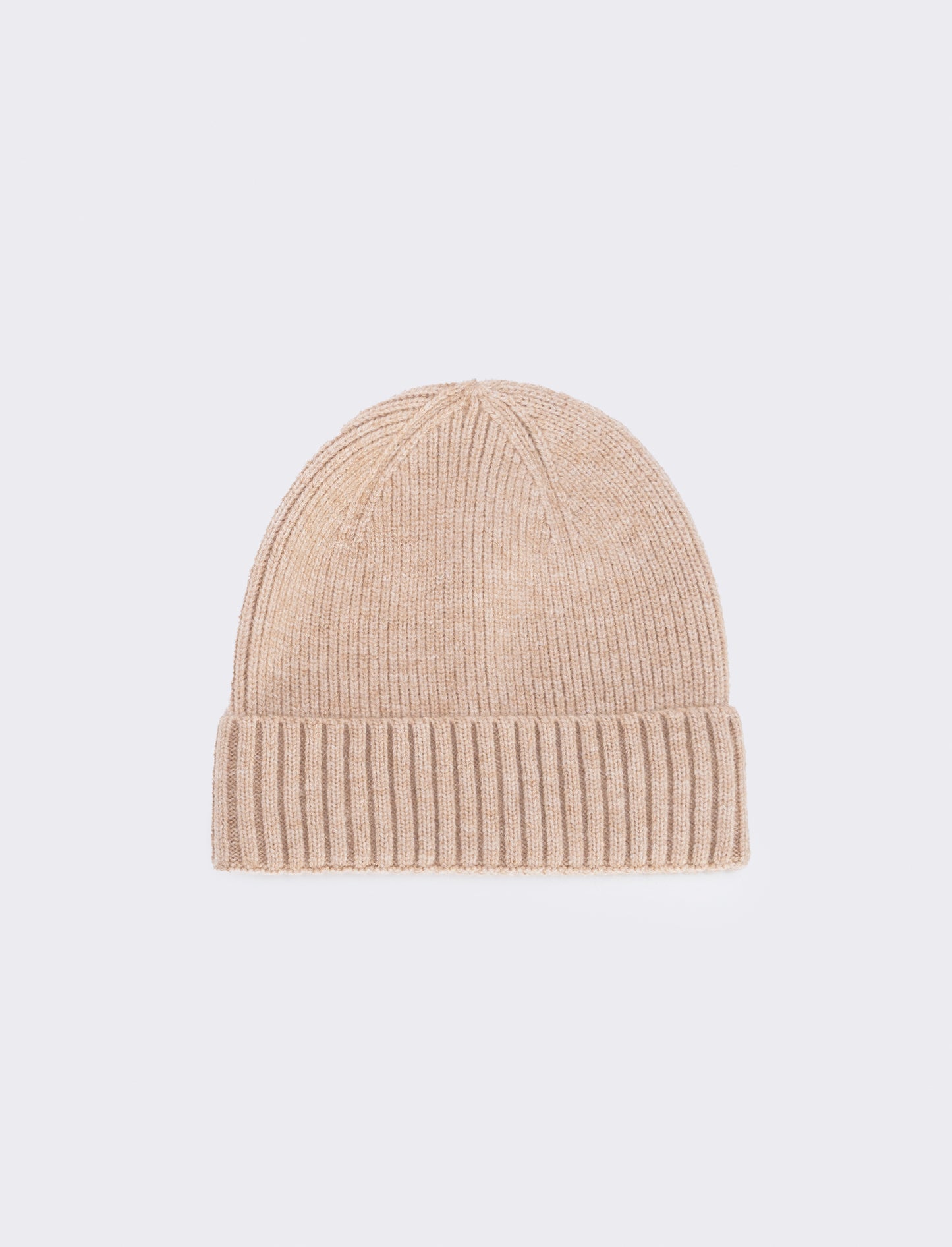 Cappello basic in maglia con risvolto - Beige